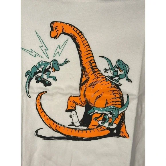 Old Navy Kids‎ T-Shirt Dinosaur Skateboarding Graphic Tee Size 3T - Picture 2 of 5